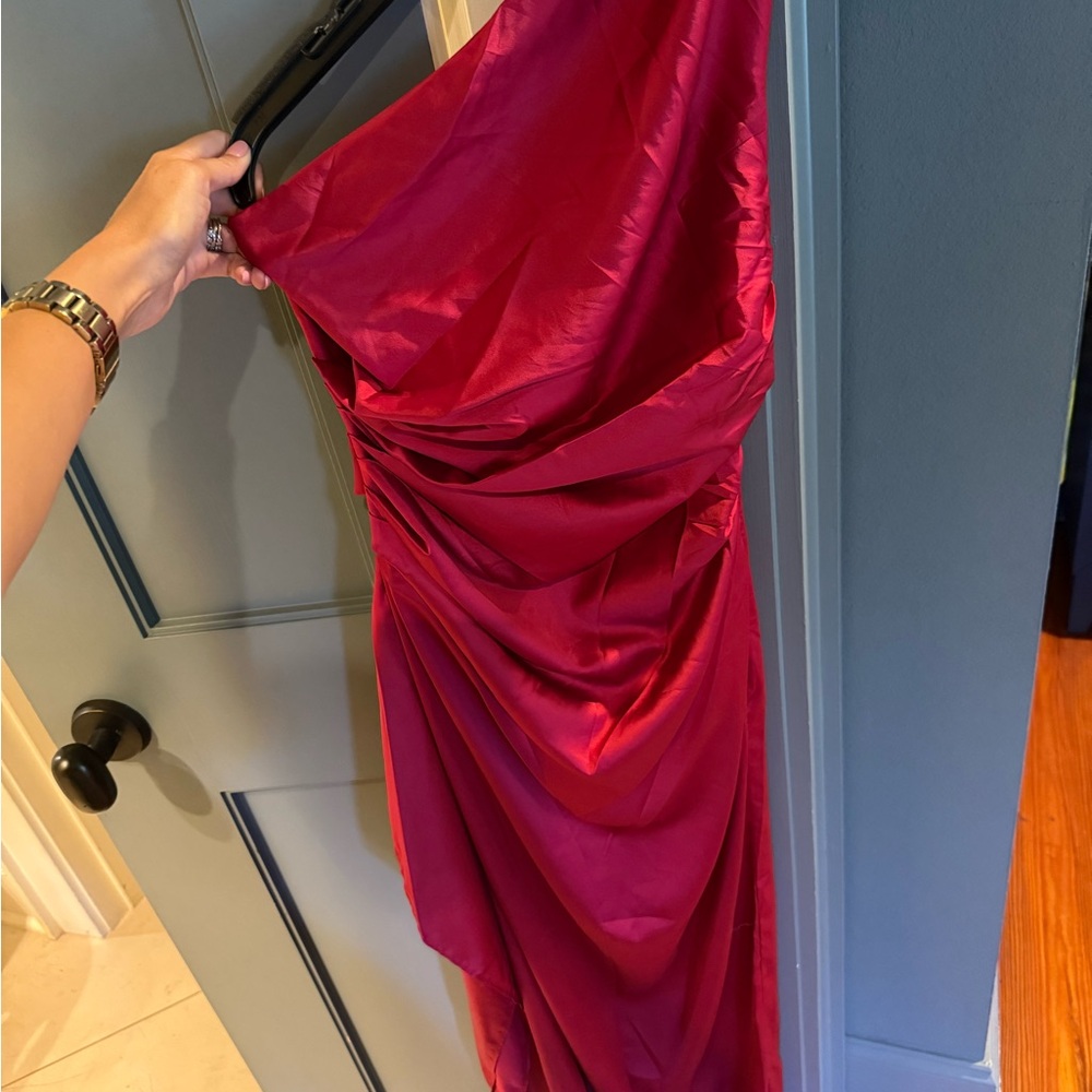 Babyboo Elegant Red One-Shoulder Red Dress